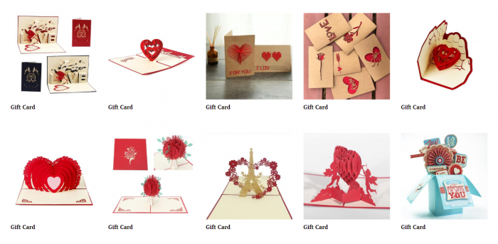 product ideas for dropshipping on Valentine's Day - gift card