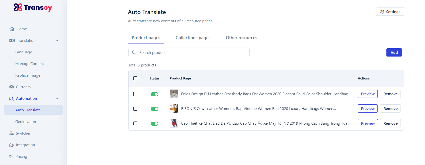 Transcy- Auto Translation