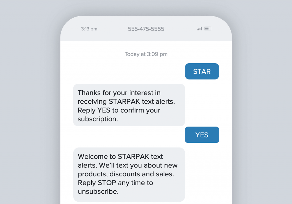 SMS Marketing Double Opt-In Example