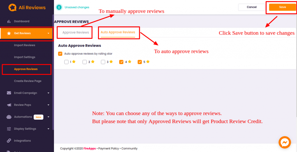 Place To Switch Between Manually And Auto Approved Reviews