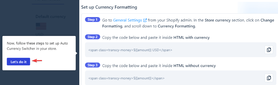 Set up Currency Formatting