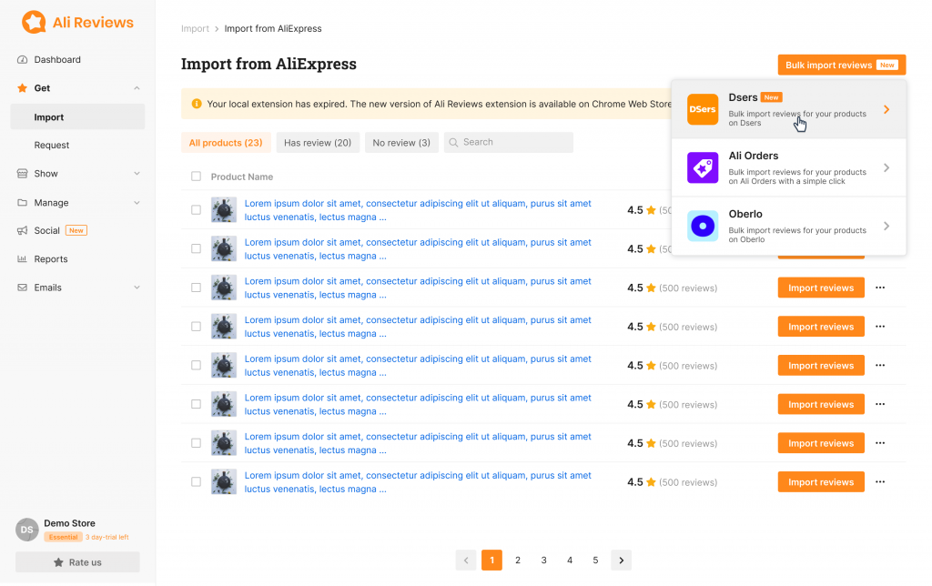 Bulk Import Reviews via DSers