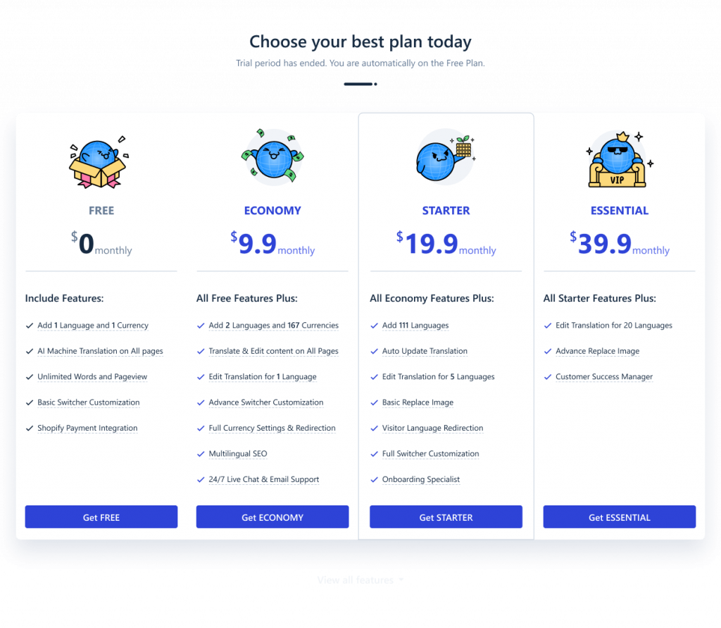 Transcy supports 20 advanced languages for Essential plan